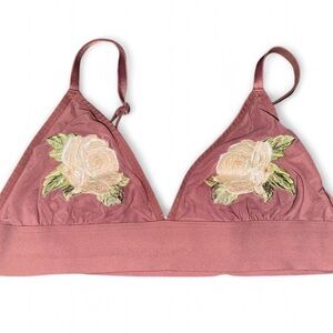 PINK Victoria's Secret Rose Embroidered Bralette - Mauve